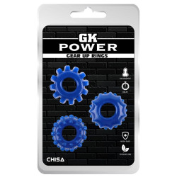 GK Power Lot de 3 Cockrings souples Gear Up Bleus
